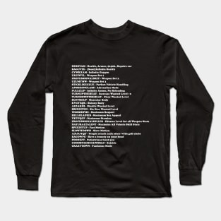 GTA San Andreas Cheat Sheet Long Sleeve T-Shirt